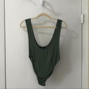 Missguided Scoop Back Olive Bodysuit